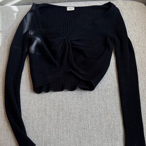 Abercrombie & Fitch Black Ribbed Crop Sweater